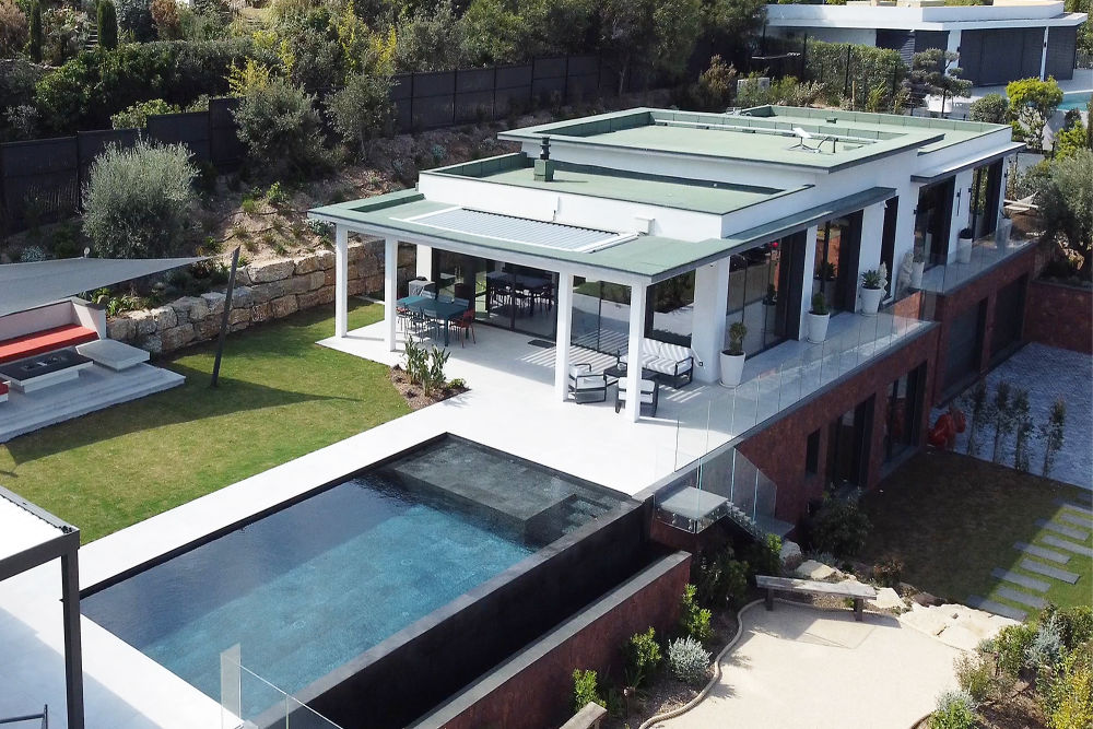 Modern luxury property under construction on the exclusive hills overlooking the bay of Cannes.